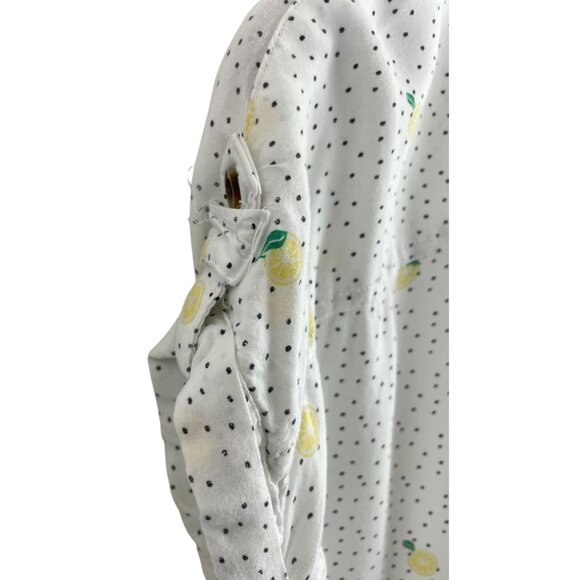 SO Womens Size Large White w/Black Polka Dots & Lemons Button Up Shirt - Picture 7 of 11